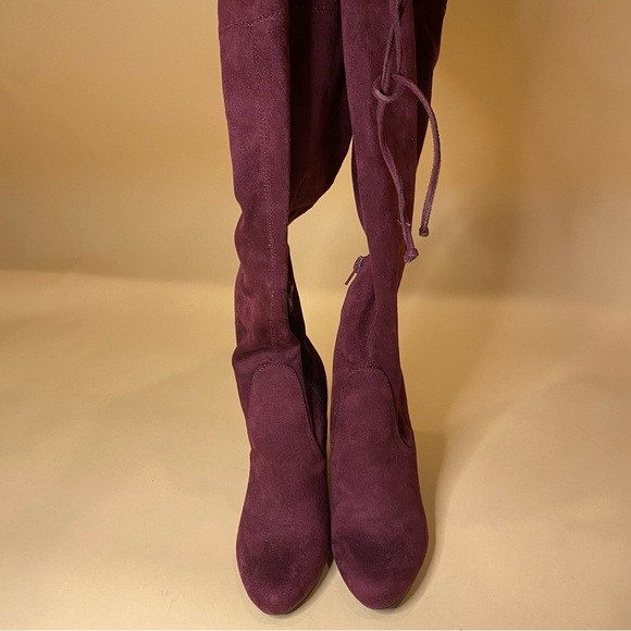 Unisa Burgundy Stilli Suede Over The Knee Boot Size 6 - Picture 2 of 12